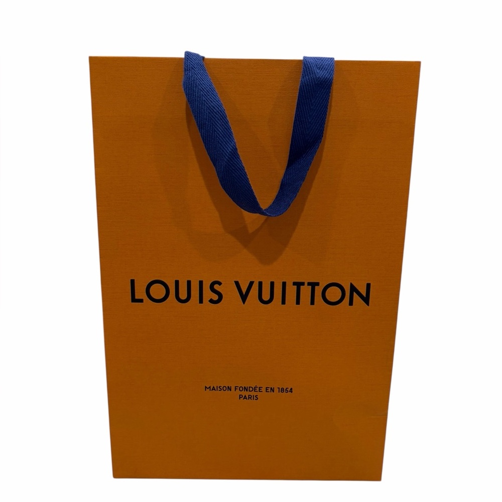 Louis Vuitton Orange Shopping Bag with Blue Handle